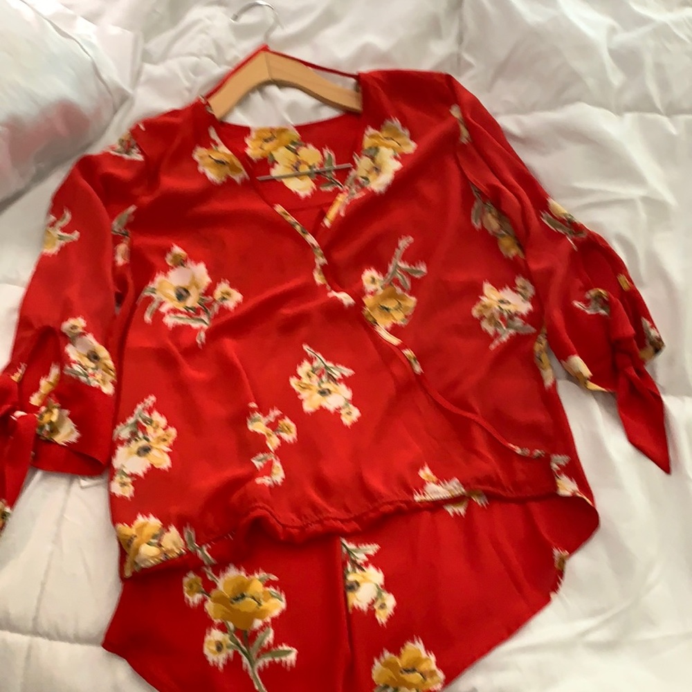 West Kei Flowered Top Red